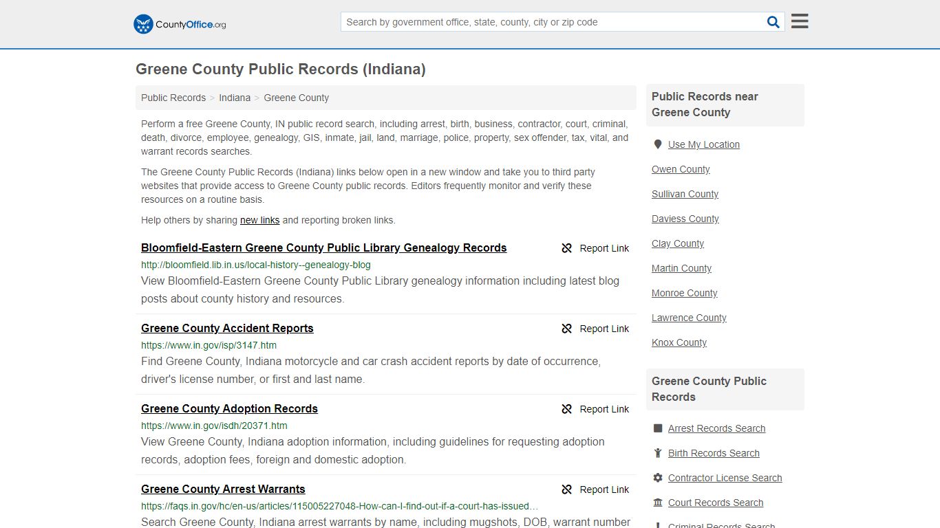 Greene County Public Records (Indiana) - County Office